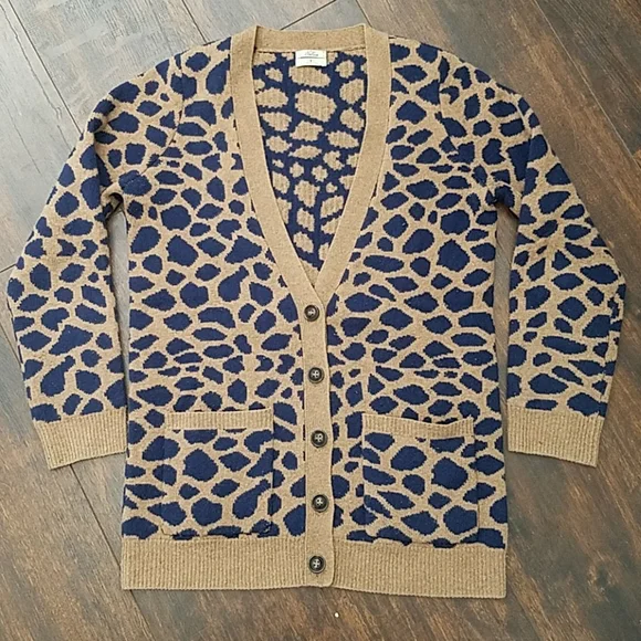 WALLACE animal print cardigan v-neck long sweater - Picture 3 of 9